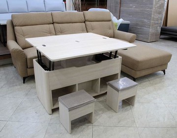 【歐風別館】森巴洗白色升降正方茶几【可當餐桌~小空間適用】【基隆至台中免運費】