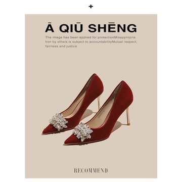 法式結婚鞋秀禾婚紗細跟新娘鞋2025新款尖頭水鉆高級感宴會高跟鞋