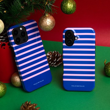 海軍藍粉色橫紋 iPhone 17/16/15/14/13 MagSafe 手機殼