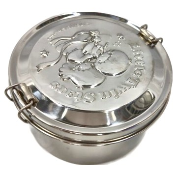 OTTO 崴昇 雙子星不鏽鋼圓形雙層便當盒 附便當袋 (800ml 台灣製)  銀色  1個