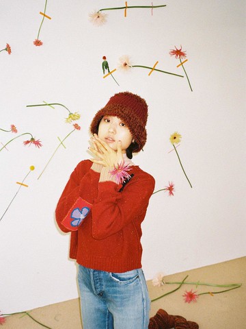 Patched Furry Hat Burgundy