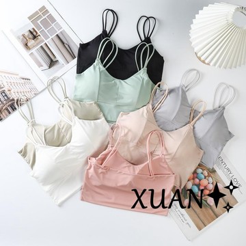 Xuan♥無痕冰絲文胸美背細肩帶抹胸吊帶裹胸打底運動背心內衣