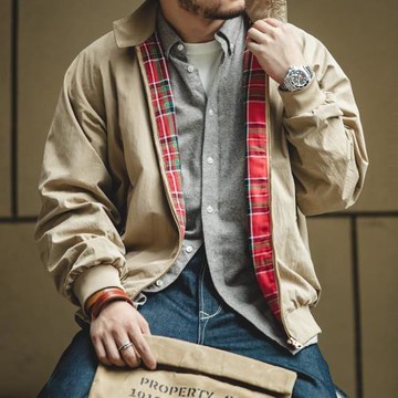 馬登工裝美式復古卡其立領哈靈頓夾克翻領防風機車G9外套哈林頓男