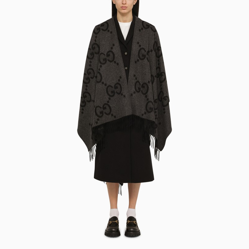 Grey/black reversible Jumbo cashmere cape