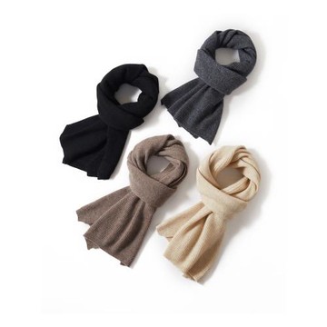 純山羊絨圍巾保暖情侶元寶針秋冬針織毛線簡約純色加厚休閑圍脖