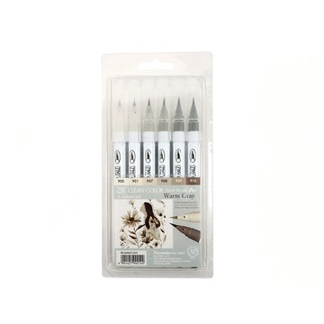 【Kuretake 吳竹】彩繪毛筆 6色組 暖灰色系 /組 RB-6000AT/6VC(日本品牌)