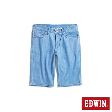 EDWIN 男裝 EDGE 對稱袋花短褲(石洗藍)