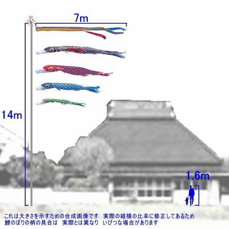 鯉のぼり 錦鯉 KGGK074 ノーマルセット かなめ鯉 7m4匹 金太郎 五色