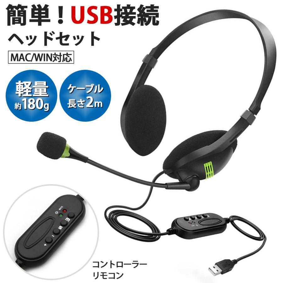 ヘッドセット USB マイク 有線 ヘッドフォン イヤホンマイク マイク