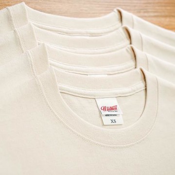 Vintage 日系復古白純色米白色小圓領純棉短袖T恤打底衫男女同款