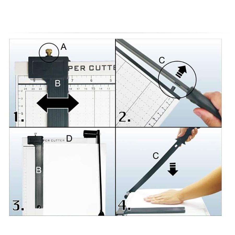 裁断機 ペーパーカッター ペーパートリマー、A4ギロチンペーパーカッター12インチカット長写真ギロチンクラフトマシン、12枚の容量 事務 オフィス用品 ハンドタ