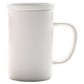 BRAVOMART 陶瓷茶水分離馬克杯 450ml  白色  1個