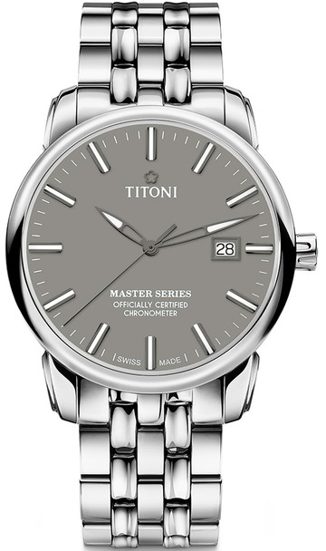 TITONI 梅花錶 大師系列 天文台認證機械腕錶(83188S-678)-41mm-灰面鋼帶【刷卡回饋 分期0利率】【APP下單點數13倍送】
