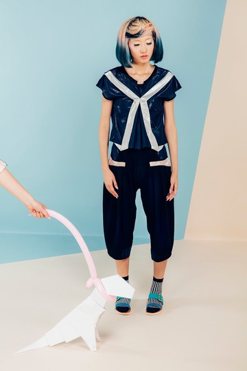 moi non plus 糖果紙拼貼打褶長褲