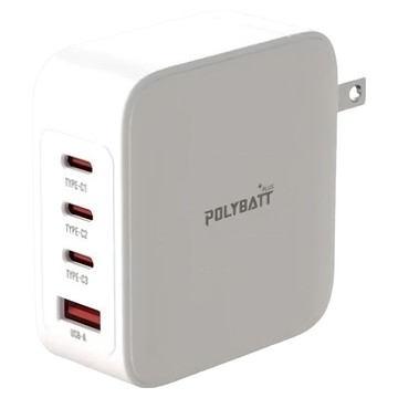 POLYBATT 140W氮化鎵GaN 四孔輸出極速充電組 Set  支援同時為四種設備充電  配備充電線和專用收納袋  白色  1個