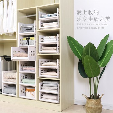 新款塑料抽屜式收納箱加厚衣服可疊加塑料歐式衣柜置物架