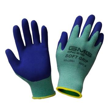 GMG 柔軟握感安全塗層手套 雙手組 KR-L2001  藍色 + 綠色  10組  M