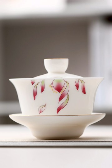 輕奢白瓷蓋碗功夫茶專用單個泡器三才碗茶碗陶瓷茶杯不燙手茶壺泡