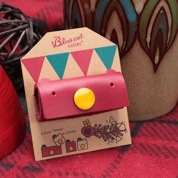 咚咚鏘~ 小幸運Loopy 真皮革手工耳機集線器(紅)新年限定