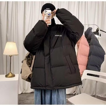 黑色高領拉鍊麵包服男秋冬新款休閒百搭保暖基本款上衣男