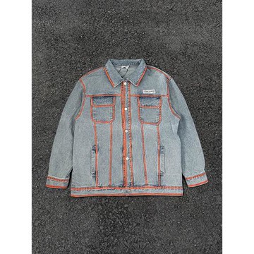 29STUDIO美式街頭小眾手繪線條牛仔夾克男新款潮牌情侶休閑bf外套