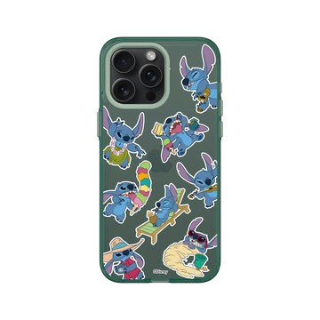 iPhone 15 Pro Max Clear 憂墨綠 - 迪士尼-史迪奇 Disney Stitch - 貼紙系列-夏威夷舞蹈