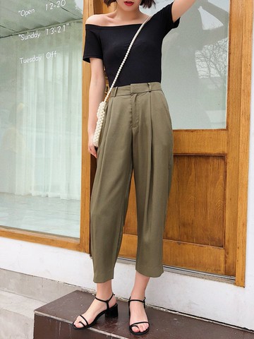 天絲垂感哈倫褲夏季冰絲九分空調褲子女寬松顯瘦闊腿老爹褲1入