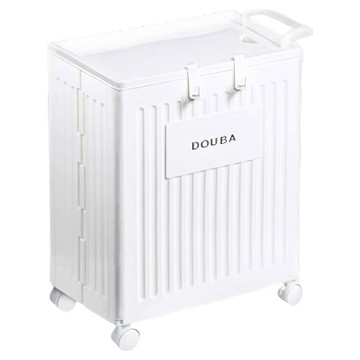 DOUBA 帶手把折疊收納箱 附輪 OH-Q314-1 40L  珍珠白  1個  含把手 45 x 25 x 54cm