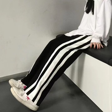 寬褲女款運動褲春秋韓版寬松褲子時尚百搭街直筒褲【淘夢屋】