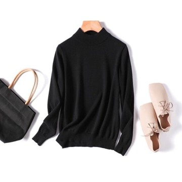 每日穿著也想擁有 100% 純棉內衣針織圓領毛衣，11色可選！黑色 211001-11