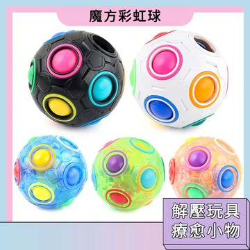 台灣現貨🚀魔方彩虹球 解壓玩具 12孔 球形魔方 舒壓玩具 益智玩具 交換禮物 釋放壓力 按壓球 兒童節禮物