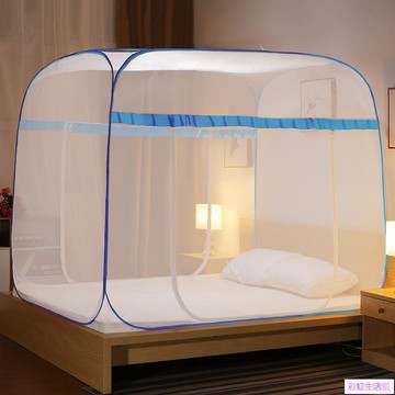 蒙古包蚊帳全底免安裝摺疊防摔三門拉鍊榻榻米床雙人家用
