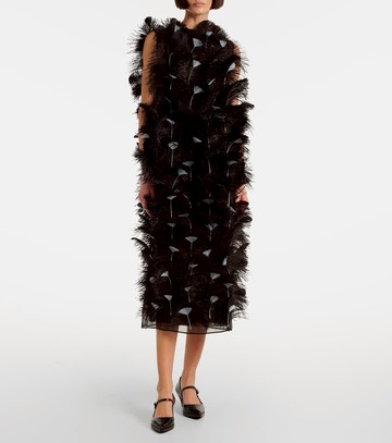 Prada Feather-trimmed organza cocktail dress