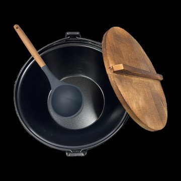 金德恩 台灣製造 26公分 日式木蓋火鍋掛式湯鍋 鐵湯鍋 不沾鍋 日式火鍋 木蓋鍋