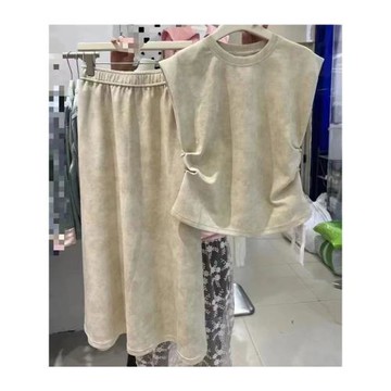 高級感背心t恤女裝夏季十三行新款套裝收腰上衣高腰半身裙兩件套