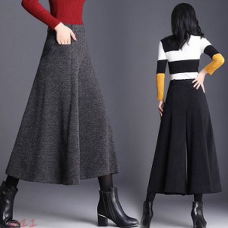 レディース ダッフル ワイドパンツ 厚手パンツ 9分丈 ボトムス 女性用 無地 フレア ガウチョパンツ 秋冬キュロット ロング丈 通販 Lineポイント最大1 0 Get Lineショッピング