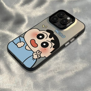 隔日到貨 塗鴉蠟筆小新iPhone蘋果手機殼 客製化17promax 16 15plus 14 13 12 11四角防摔