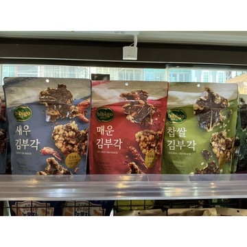 【韓國🇰🇷bibigo】韓式炸海苔脆片 50g｜김부각 糯米原味／香辣／鮮蝦 韓國傳統海苔米餅 零食 下酒菜