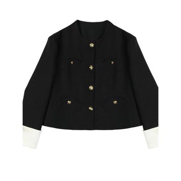 MUKOK 高級感黑色小香風短外套女2026春季新款顯瘦氣質短款上衣