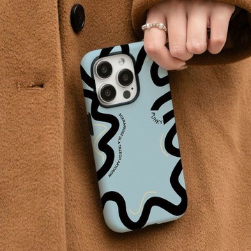 ✨限時下殺✨藍底線條iPhone17pro手機殼蘋果16個性15plus雙層14pro二合一耐髒