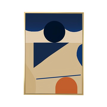 Boluo 菠蘿選畫所 幾何 拼貼畫I 掛畫  松木實木內框 + PS環保外框  240g/m² 高磅數油畫布  30 x 40cm  金色