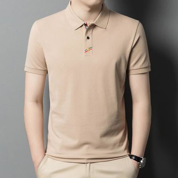 夏季商務休閑純棉短袖t恤男翻領純色透氣半袖polo衫男裝寬松體恤