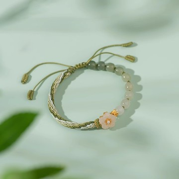 【長相思】天然和田玉輪迴結手工編織手繩水晶手鍊/水晶手串