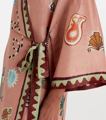 Alémais Linen and silk-blend wrap midi dress