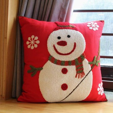 美式刺繡花靠墊套不含芯紅色圣誕節抱枕套客廳沙發喜慶靠墊外皮