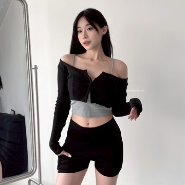 【DOMISS自訂】狠帶感! MIT馬甲外套+背心兩件套裝-2色(現貨)馬甲背心 短版 長袖上衣