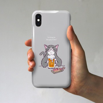 iPhone案例貓是啤酒淺灰