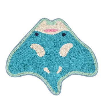 Tomo 療癒海洋生物地墊 魟魚款 可愛造型 柔軟舒適 吸水防滑 居家裝飾  1個  54 x 45cm