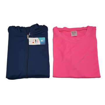 MI MI LEO 台灣製機能防曬組2件組 防曬外套 + 路跑螢光T恤  L  深藍+螢光桃