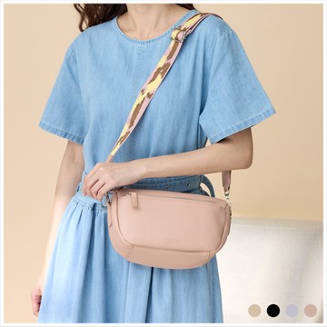 天藍小舖-霧感皮革半圓斜背包-共4色-$490【A17175105】